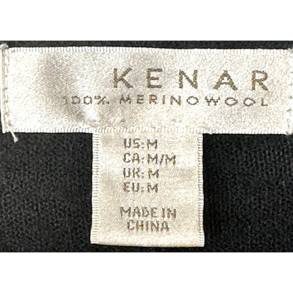 Kenar Merino Wool Sweater Women Medium Black V Neck Long Sleeve Ribbed Hem - Picture 8 of 9